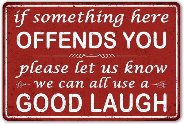 Funny Bar Sign Man Cave Vintage Metal Sign If Something Here Offends You Sign For Garage Home Bar Wall Decor